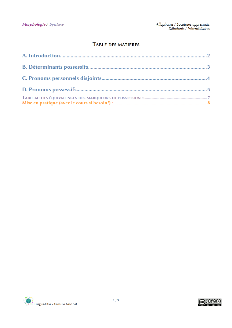 L&rsquo;essentiel – Les marqueurs du possessif